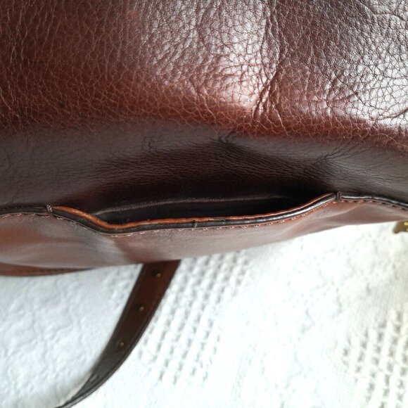 Fossil Women's Emi Multi Brown Color Block Crossbody Leather Handbag Saddle - Picture 10 of 10